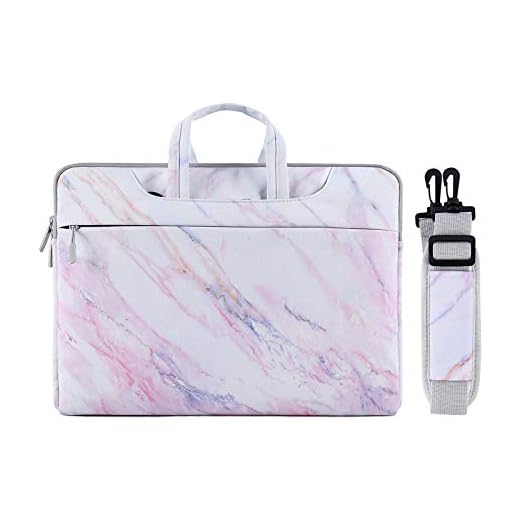 MOSISO Funda Protectora 15-15,6 Pulgadas Compatible con MacBook Pro 16 Pulgadas 2021 M1 Pro/M1 MAX A2485/A2141/Pro Retina 15 A1398, Bolsa de Hombro Blanda Maletín Bandolera de Patrón Mármol, Rosa