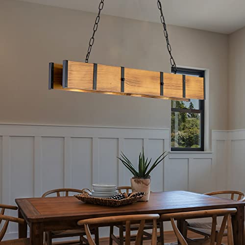 Elimina la mala iluminación con la lámpara rústica LWX de madera y 4 luces LED