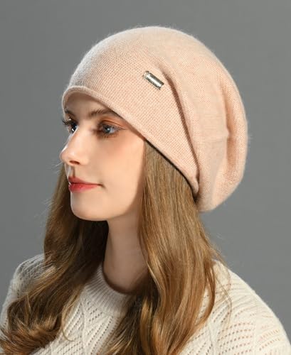 Image of jaxmonoy Cashmere Slouchy Knit Beanie Hat for Women Winter Soft Warm Ladies Wool Knitted Skull Beanies Cap