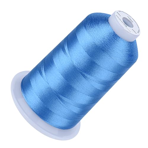 Image of Simthread 5000M 40WT Polyester Embroidery Thread, Sky Blue 019 | 5000M 40WT polyester thread feeds smoothly for machine embroidery, monograms, logos, patches and quilting.