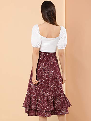Image of Allegra K Women's Printed Skirt 2025 Weekend Trendy Summer Chiffon Ruffle Tiered Flowy Midi Skirts