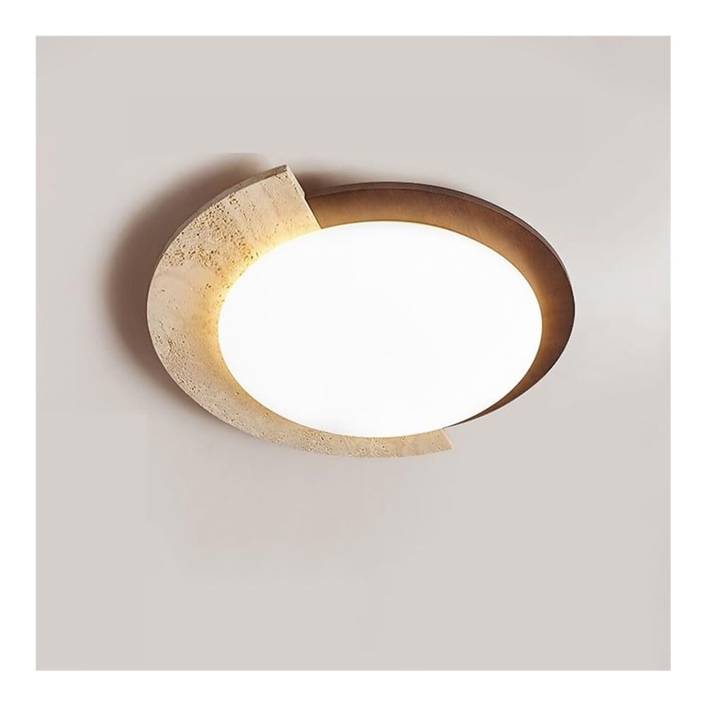 TONFON Modern Marble Ceiling Lamp Round Dimmable Ceiling Light Semi Flush Light Travertine Ceiling Light Fixture for Hallway Balcony Entryway Foyer Stairwell Aisle Loft Restaurant(25cm)