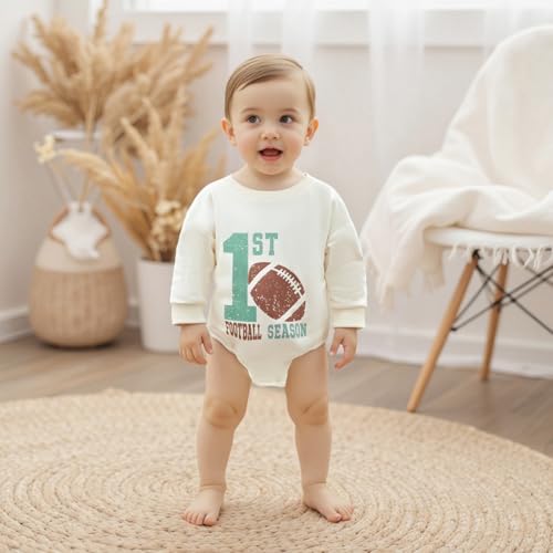 Newborn Infant Baby Boy Girl Football Outfit 1st Football Season Long Sleeve Sweatshirt Bubble Romper Clothes Fall2