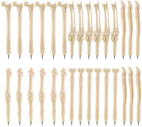 SunAngel Creative Novelty Bone Shape Ballpoint Pens,0.7mm Black Ink Bone Model Pens & Nurse Doctor Pens for Halloween,Thanksgiving,Christmas,New Year’s Day(30pcs)