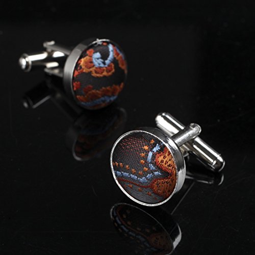 Dan Smith DHDB0005 Multicolored Cufflinks Microfiber Perfect 5 Pairs of Patterns Cufflinks Set