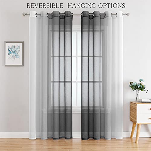 G2000 Sheer Curtains & Drapes 84 Inches Long Grey And White Ombre Curtains For Bedroom Living Room Window Curtains Light Filtering Curtains Grommet Curtains For Patio Sliding Glass Door 2 Panels Set #TOP1