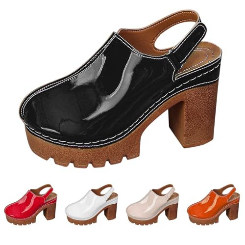 Sandalias de tacón alto grueso en color negro para lucir a la moda en verano talla 39.5 4