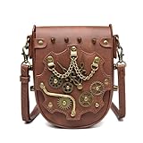 Gothic Owl Crossbody Bag Renaissance Accessories Shoulder Bag Steampunk Belt Pouch Women Cute Cell Phone Novelty Purse (BrownC)