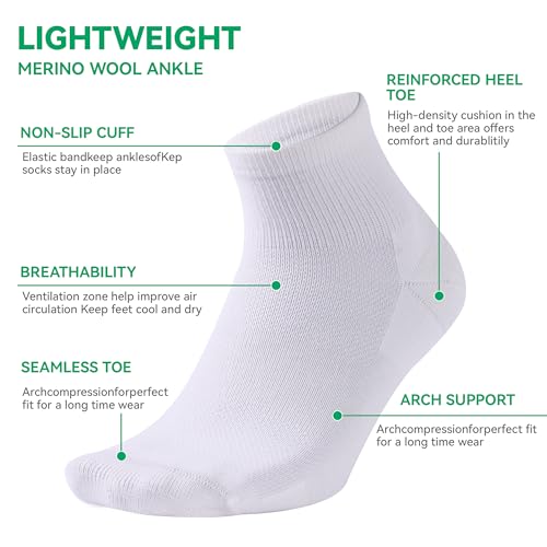 Image of 3 Pairs 90% Merino Wool Ankle Socks, Thin All-Season Casual Soft Breathable for Men Women