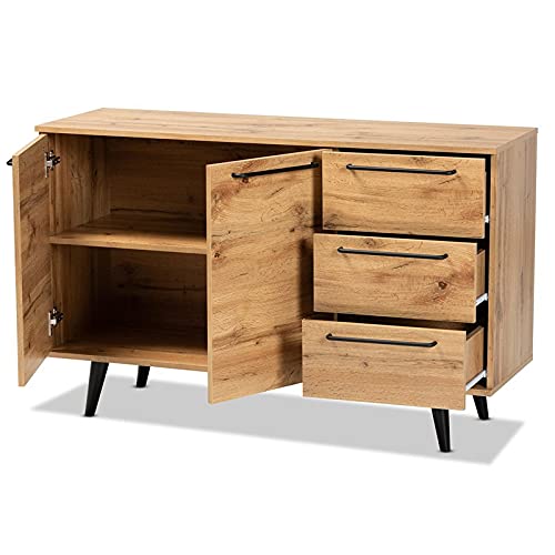 Baxton Studio Radley Oak Brown Finished Wood 3-Drawer Sideboard Buffet #TOP3