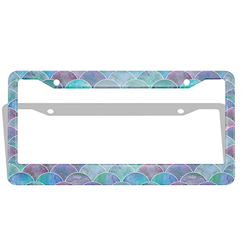 Uanvaha Mermaid Scale Car Licence Plate Covers US Vehicles Standard
