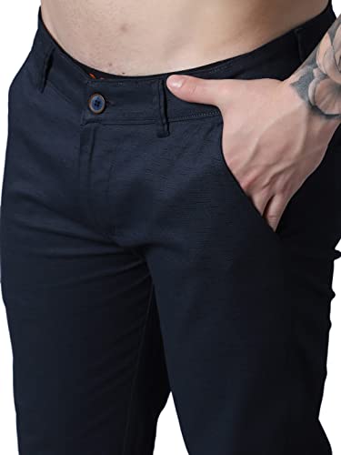 Image of Majestic Man Slim Fit Casual Trousers for Men (36, Dark Blue)