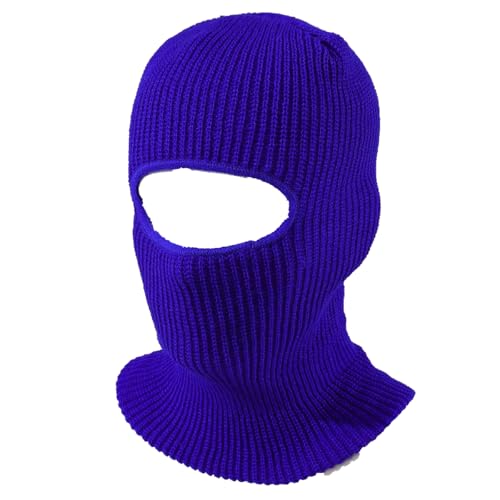 WilRoB Balaclava - 1 - Loch Sturmmaske, Vegan Sturmhaube, Skimaske gestrickt in versch. Farben, geeignet für Motorrad, Fahrrad (Blau)