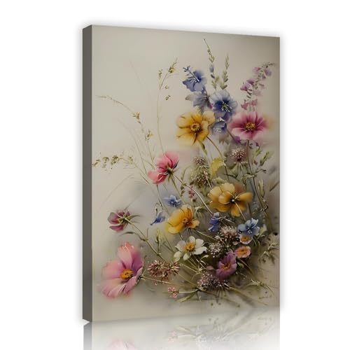 Toile floral botanique vintage SHENGPOSTER 35x55cm avec cadre intérieur pour salon