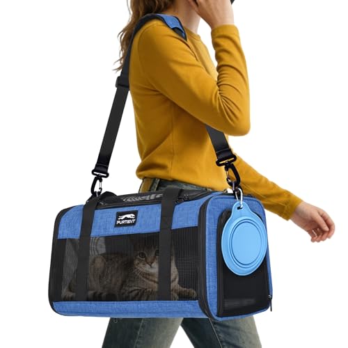Pet Carrier Airline Approved, Soft Sided Cat Carrier for Small Pets up to 13 lbs, TSA Approved Dog Travel Bag with Foldable Bowl, Portable Soft Sided Pet Carrier for Kittens and Puppies by Furtent - Used condition - US$12.00