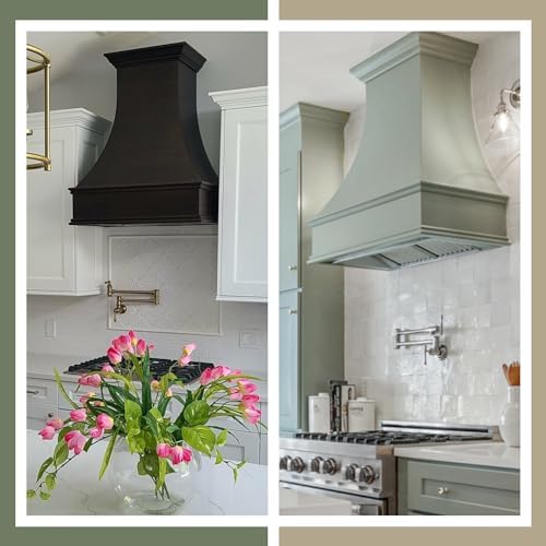 Riley & Higgs Unfinished Wood Kitchen Range Hood Cover, Curved Front Wall Mount Vent Hood, Classic Trim, Plywood with Maple, 37.5” W x 36” H - Quick Ship - 1