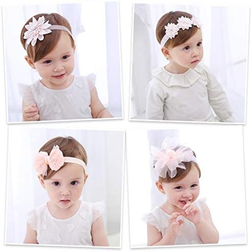 4 Pcs Baby Girl Headbands with Grosgrain Ribbon Faux Leathert Bow for Baby, Girl, Toddler, Kids as Party/Wedding/Photography Accessories