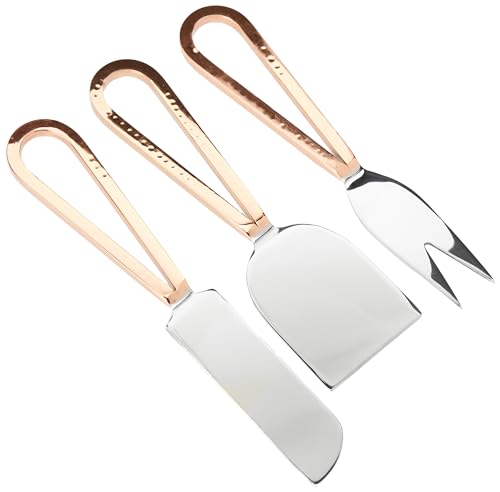 3 couteaux à fromage en cuivre acier inoxydable pour service de table - 2