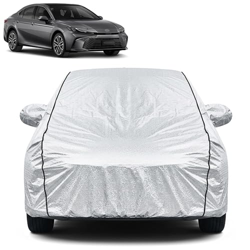 Image of Waterproof Car Cover for Toyota Camry | Dustproof, UV Resistant & Scratch Protection | Soft Cotton Lining | Triple Stitched | Mirror Pockets & Elastic Fit | Silver