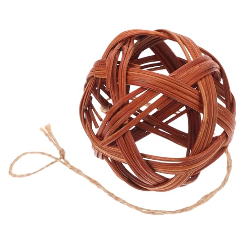 EXHUMKY Rabbit Chew Toy Edible Woven Grass Ball with Willow Stick Natural Bunny Treat for Small Animals Gerbils Guinea Pigs and Hamsters Teeth Grinding