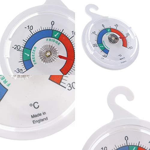 Twin Pack Fridge Thermometer Dial Refrigerator Thermometer, 65 mm Dial Fridge Freezer Thermometer with Coloured Zones