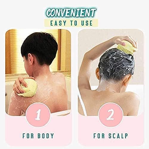 Black Foru Body Scrubber with Soap Dispenser Brush, Silicone Exfoliating Brushes, Soft Body Exfoliator, Bath Loofah for Babies, Kids, Women, Men and Pets (Multicolor) (Pack of 1) 4