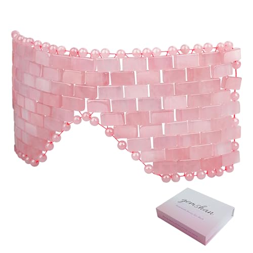 gemshan Rose Quartz Eye Mask for Face 100% Natural Jade Cooling Mask for Eliminate Wrinkles Puffiness Headache and Migraine Relief Mask