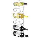 mDesign Modern Decorative Metal Wine Bottle Storage Organizer Rack Holder - 6 Level Design - Wall Mount - Chrome
