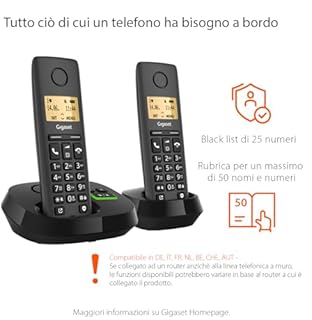 Gigaset PURE 120A Duo - Due cordless con Segreteria - Display Illuminato, Nero Antracite [Compatibile in IT, DE, FR, NL, BE, CHE, AUT]