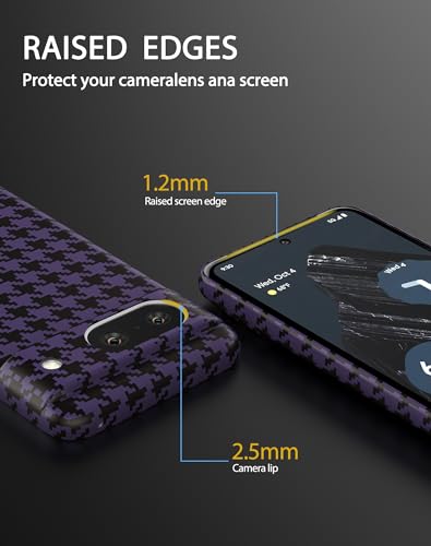 Funda para Pixel 8 con cuadros morados compatible con MagSafe 5