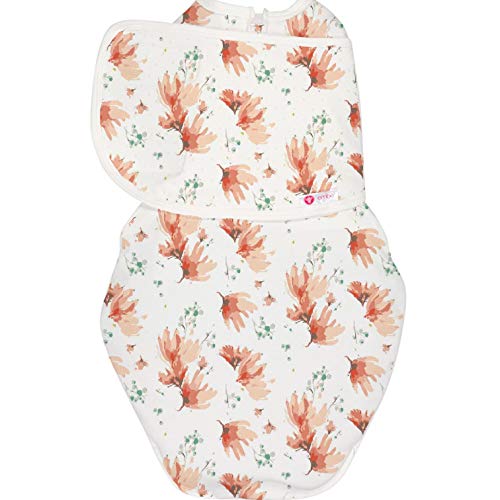 Image of embé 2-Way Starter Baby Swaddle, 6-14 lbs, Newborn Sack 0-3 Months, Zip, Hook & Loop fasteners 0-3 Months Baby Swaddles Wrap, Hip Healthy, Infant Swaddle -Blush Blossom