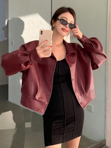 Chic & Cozy: Generic Women's Red Casual Coat for Fall & Winter (X-Large) - Image 3