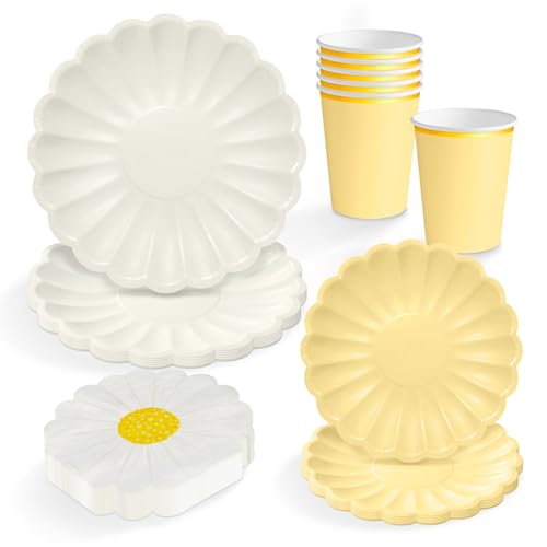 Imagen de OH YEAH Set Vajilla Desechable Fiesta 6 Personas Vasos Cartón 270 cc + Platos Cartón Ø18 y Ø23 cm + Servilletas Papel Menaje para Cumpleaños y Eventos FIESTA COLOR FLORAL