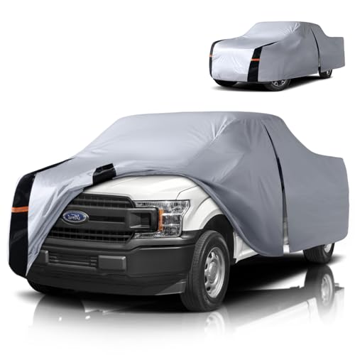 Image of Multi-Layer Ford F150 Truck Cover, Custom Fit Ford F150 2008-2026 SuperCrew Cab Short Bed(5.5'-6.5') Car Cover Waterproof All Weather, Full Exterior Cover Rain Wind and UV Protection with Door Zipper