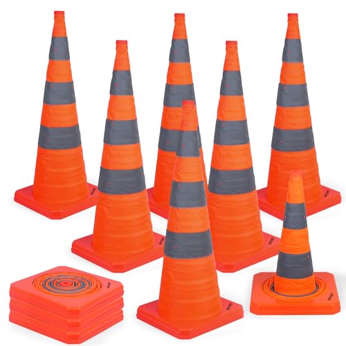 Image of BATTIFE 10 Pack 36 Inch Collapsible Traffic Cones, Orange Safety Cones