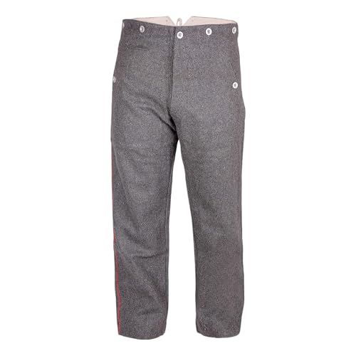 warreplica German Imperial Army Model 1907/10 Field-Grey Feldgrau Wool Piped Trousers Size Large - 42 inch - Reproduction | WWI Reproduction Uniform Pants for Military Reenactment and History