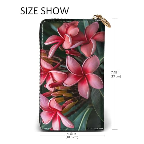 Leather Wallet for Women Men Bifold Wallet Ultra Slim Credit Card Holder Plumeria Ladies Clutch Purse2