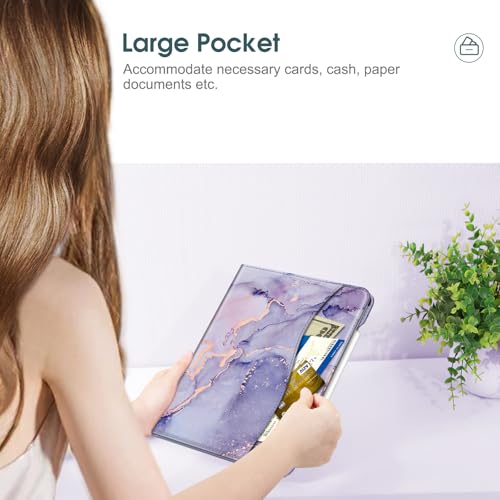 Image of Fintie Folio Case for iPad Pro 11-inch (M5) 2025 / (M4) 2024 - Multiple Angles Viewing Stand Protective Cover with Pencil Holder & Pocket, Auto Wake /Sleep, Lilac Marble