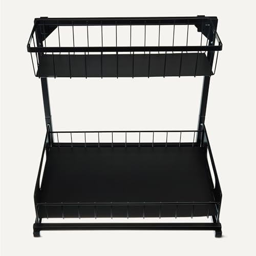 Amazon Basics L-Shape Under Sink Storage Pull Out Cabinet Organizer, Black, Pack of 2 - Image 5