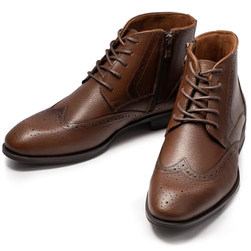 Holy dove Men's Brogue Oxford Dress Boots - Leather Formal with Side Zipper2