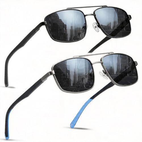 Missfive 2 Pack Unbreakable Aviator Dark Reading Glasses for Men Metal Full Lens Readers with Durable Spring Hinge & Lightweight TR90 Outdoors Eyeglasses(Not-Bifocal 2.5x)