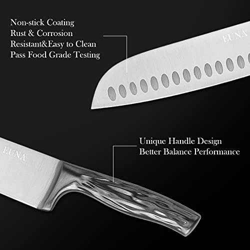 EUNA 5 Pieces Kitchen Knives with Gift Box Stainless Steel Blades Kitchen Knife Set for Professional Chefs Cutlery Chef Knife Sharp for Multipurpose Cooking Space Grey Y-Series