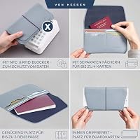 VON HEESEN Leder Reisepasshülle mit RFID-Schutz - Passport-Hülle aus echtem Leder - Reisepass-Organizer für stilbewusste Damen & Herren in Hellblau – Ansicht 2