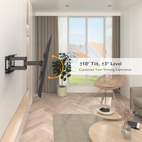 BONTEC Soporte TV Pared para Pantallas de 32-85 Pulgadas Plana & Curva LED LCD, Soporte Pared TV de Articulado Inclinable y Giratorio, Resistentes hasta 60 kg, VESA Máx 600x400 mm - imagen 4