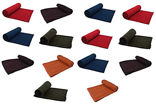 Goyal's Plain Fleece Makar Sakranti Special Single Bed Blanket (Pack of 14)