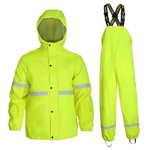 Junior Rain Suit for Boys&Girls Waterproof,Windproof,Stretchable Jacket&Pants Reflective 1-14Y