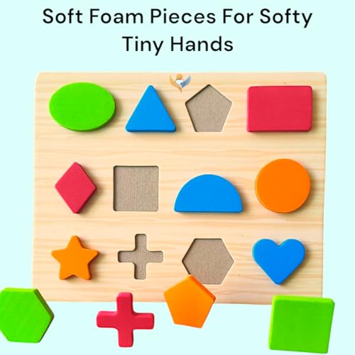 Palscrew Wooden Board with Foam Shapes Pieces| Multicolor Shape Learning Toy for Kids | Educational Toy for Toddlers & Preschoolers (Shapes)