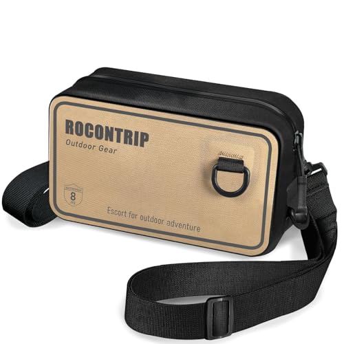 Bolsa seca impermeable ROCONTRIP 100%, mochila de cintura con cremallera hermética y correa ajustable, bolso cruzado liviano para kayak, snorkel y natación (Caqui)