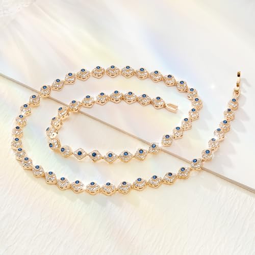Richapex 18k Gold Plated Evil Eye Necklaces, Overlay with Navy Blue Mini Evil Eye Style Necklaces for Party, 19.69 inch Necklaces for Women Men4
