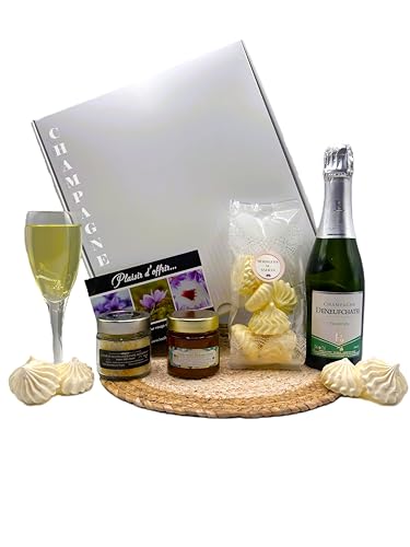 Champagne coffret cadeau avec meringues et gelée de pommes safran BIO